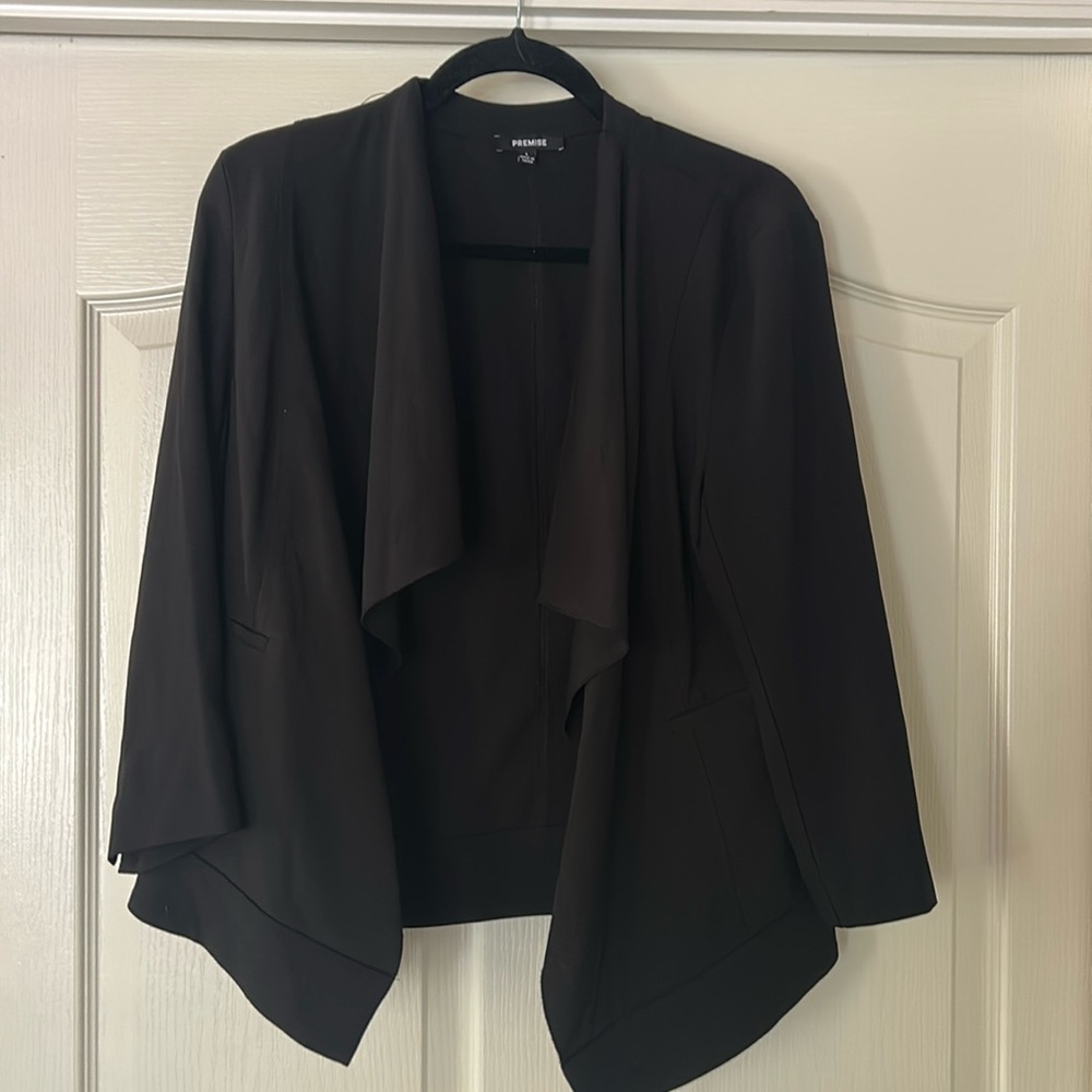 Premise Black Jacket Baltic Jungle Women's Size L Blazer 3/4 sleeve